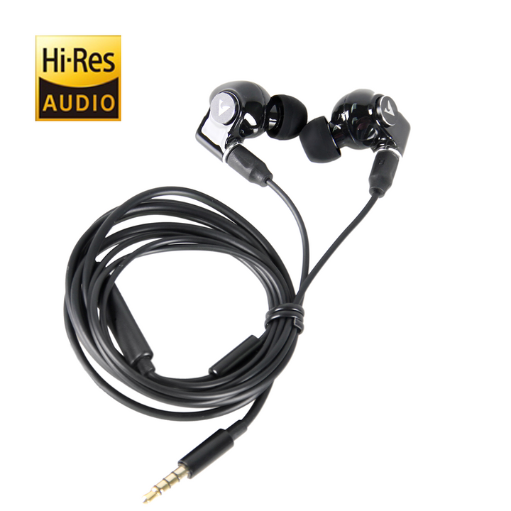 Atlantic Technology FS-HAL1 Hybrid Triple Driver Dynamic Graphene + Dual Balanced Armature Hi- Res Certified In-Ear Monitor Headphones - Black