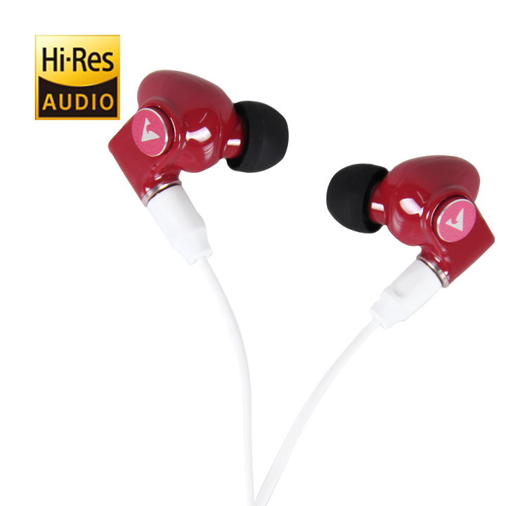 Atlantic Technology FS-HAL1 Hybrid Triple Driver Dynamic Graphene + Dual Balanced Armature Hi- Res Certified In-Ear Monitor Headphones - Red