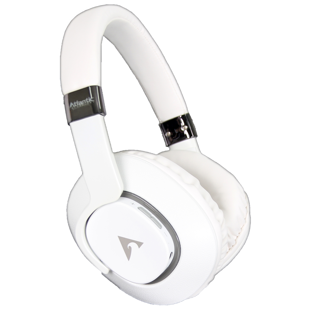 Atlantic Technology FS-BT210 Wireless Over-Ear Headphones feature full range 40mm dynamic drivers and Bluetooth 4.0 with aptX for superb Hi-Fi sound. Ergonomic and lightweight, they are designed for comfort with intuitive headset controls and built-in microphone with 30 hours of rechargeable wireless run-time. The 4-foot detachable cable allows unlimited passive battery-free listening and hands-free calling with multi-function in-line controls. - White