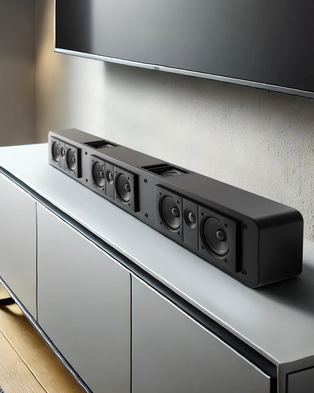 Vista 500 soundbar below a television